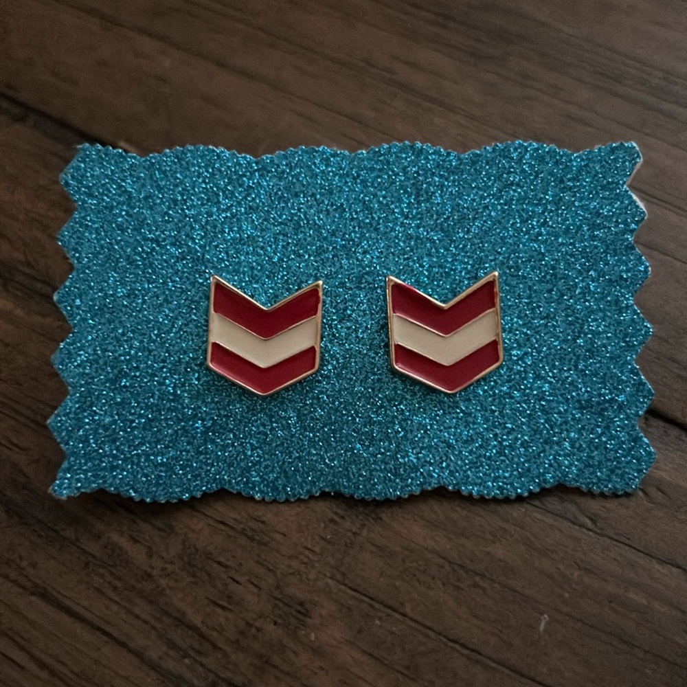 Earrings red and white chevrons